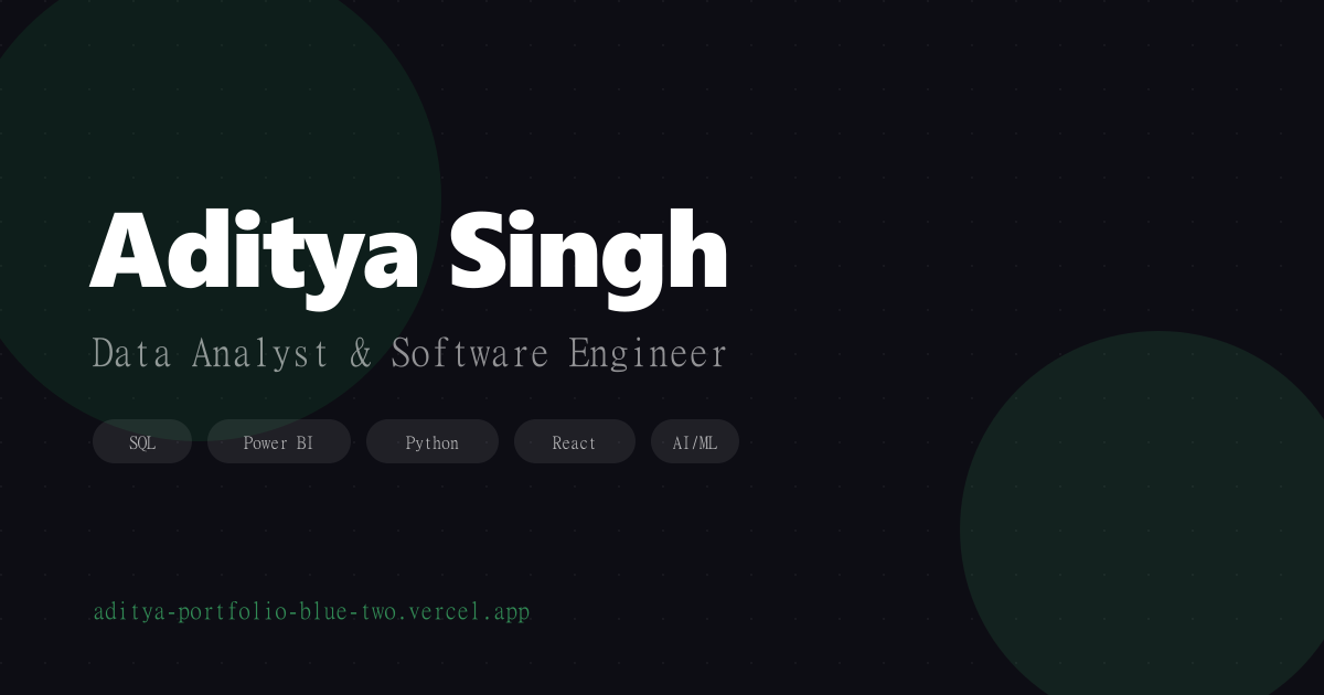 Aditya Singh | Data Analyst & Software Engineer: SQL, Power BI, Python ...